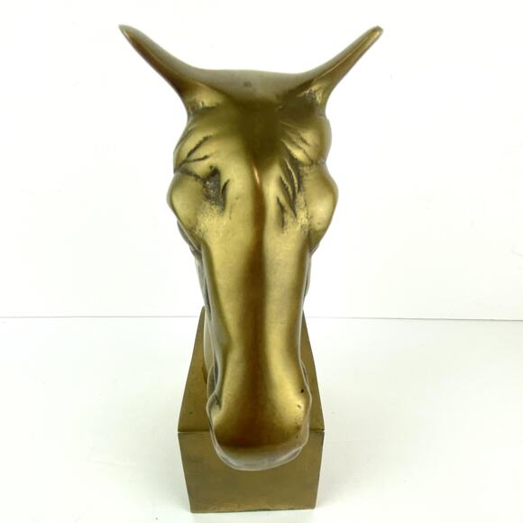 Vintage Brass Horse Head Statue Sculpture Bookend 8" Tall - Picture 3 of 10